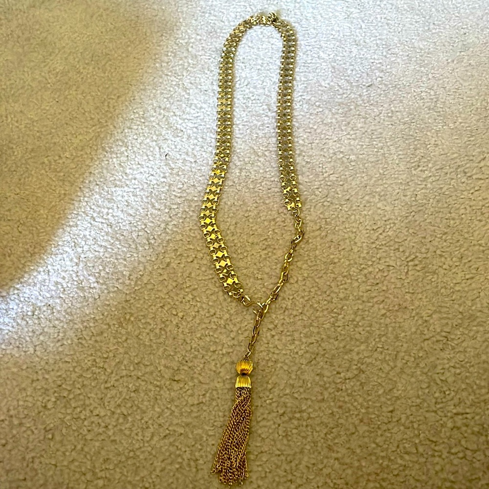 Long vintage necklace gold tone